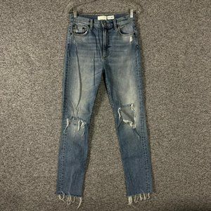 Boyish Jeans Women's Size 27 Light Wash High Rise Skinny Distressed Jeans